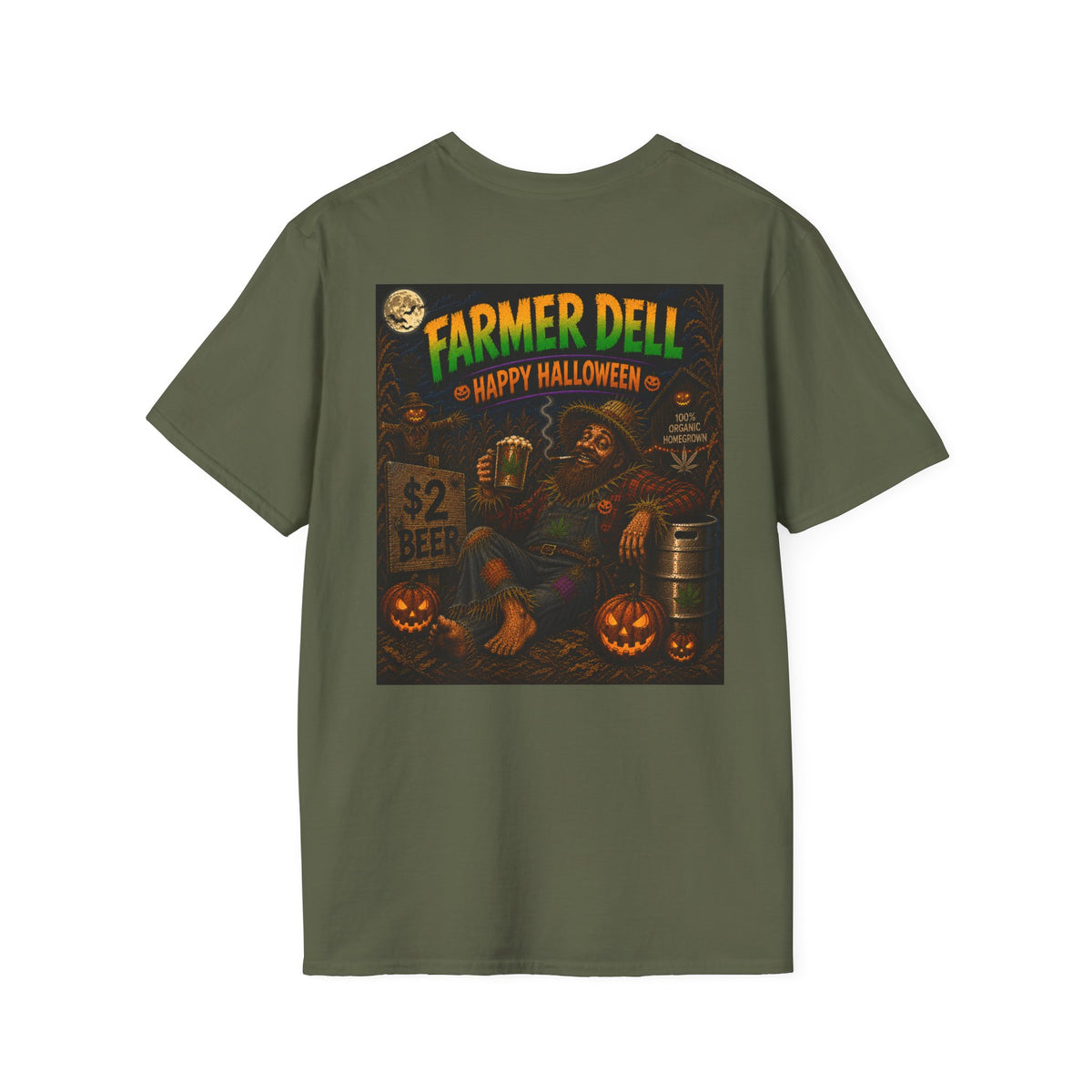 Farmer Dell Scarecrow Vintage Halloween T-Shirt - Homegrown Graphic T-Shirt