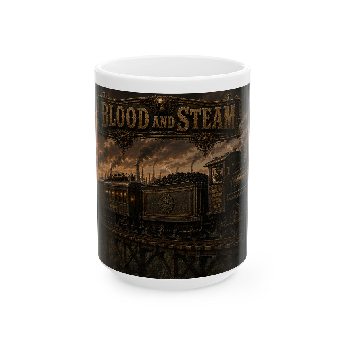 Blood and Steam Steampunk Train Coffee Mug (15oz)