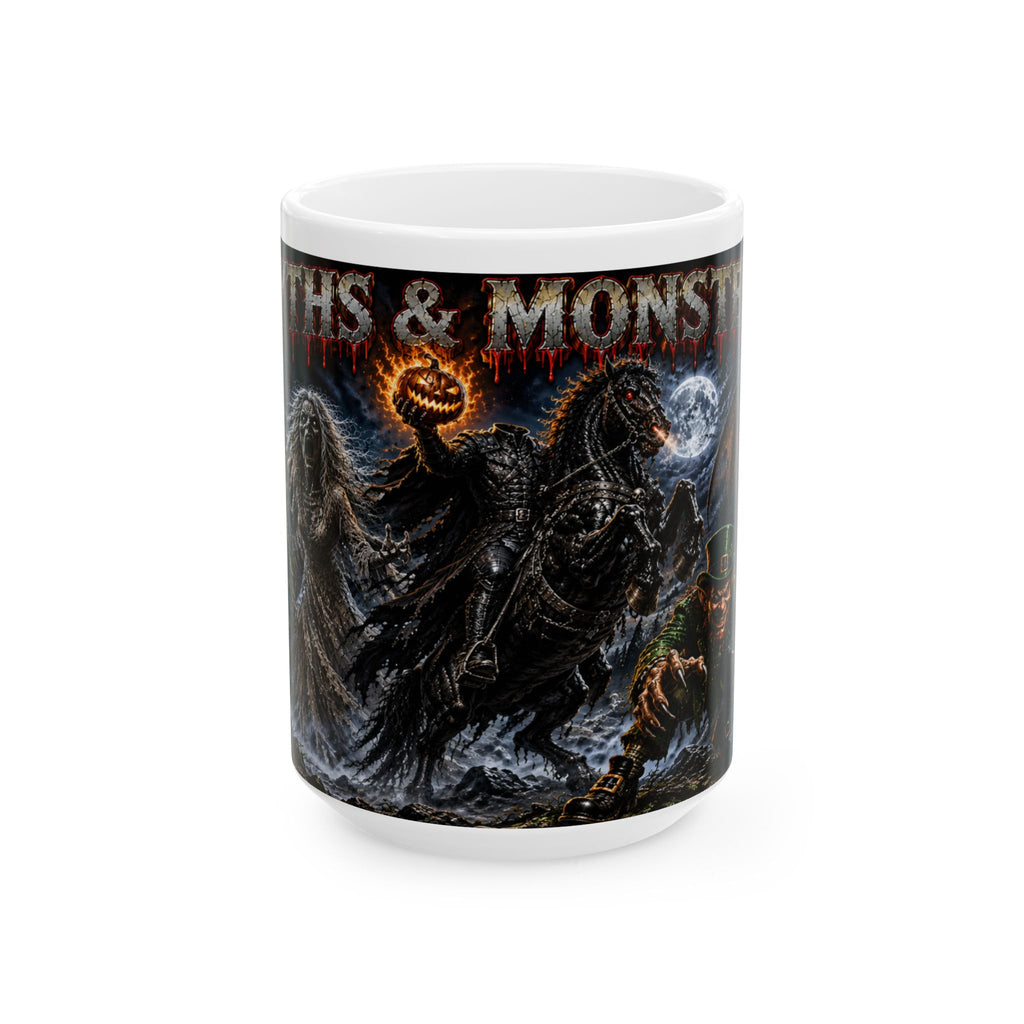 Horror Riders Ceramic Mug Gothic Pumpkin-Head Horsemen Coffee Cup Myths and Monsters (15oz)