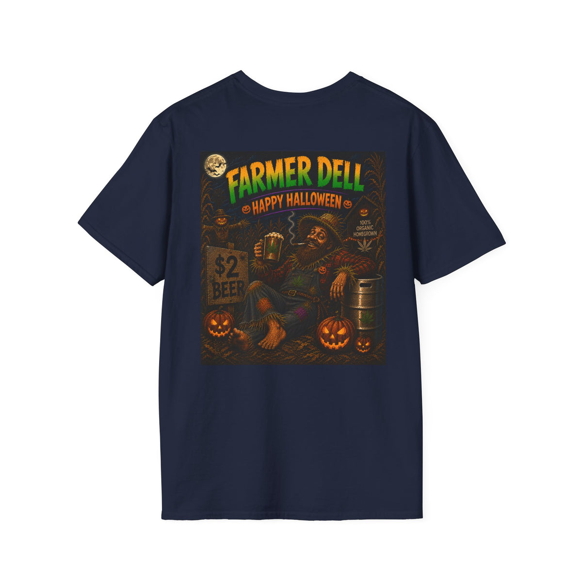 Farmer Dell Scarecrow Vintage Halloween T-Shirt - Homegrown Graphic T-Shirt