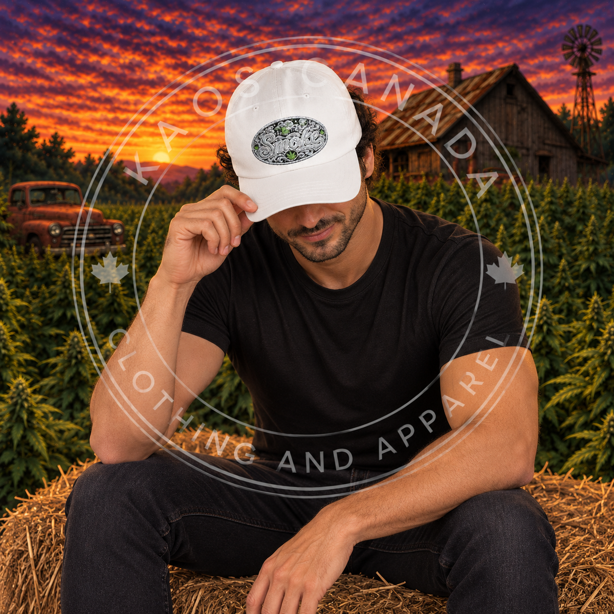Smoke Embroidered Vintage Hat - Homegrown