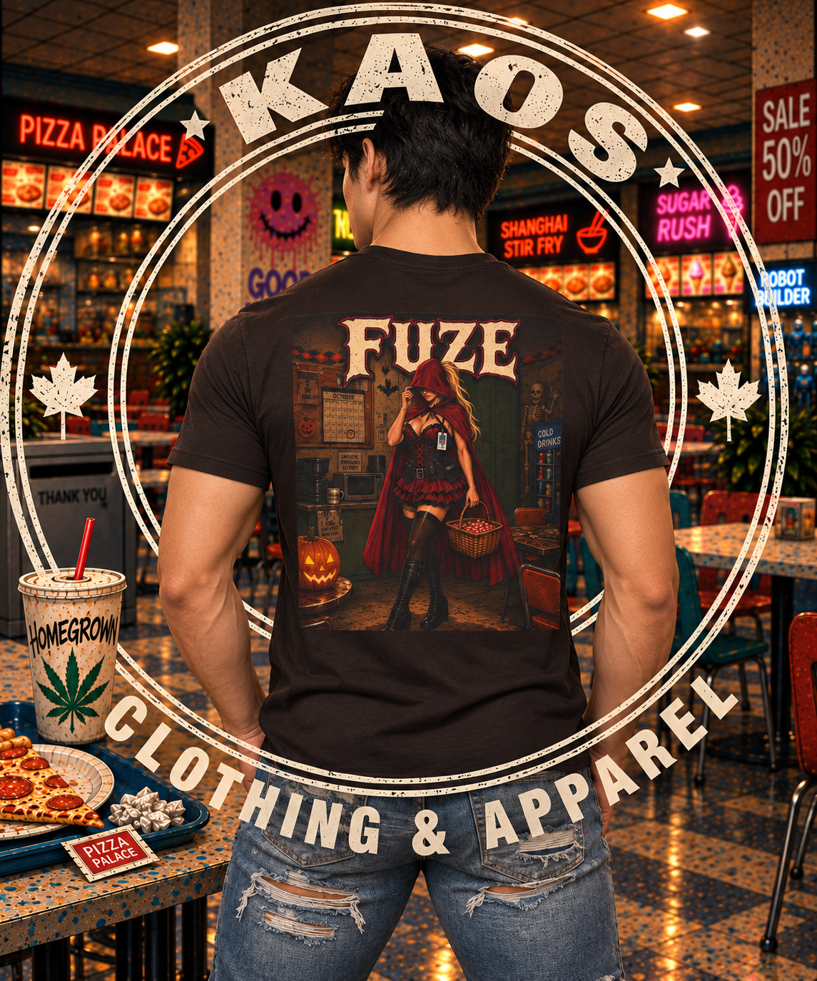 Fuze Red Riding Hood Vintage Halloween T-Shirt - Mall Security Graphic T-Shirt