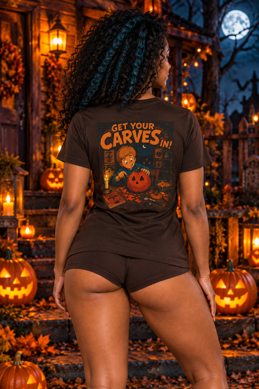 Get Your Carves In Graphic T-Shirt - Kaos Halloween T-Shirt