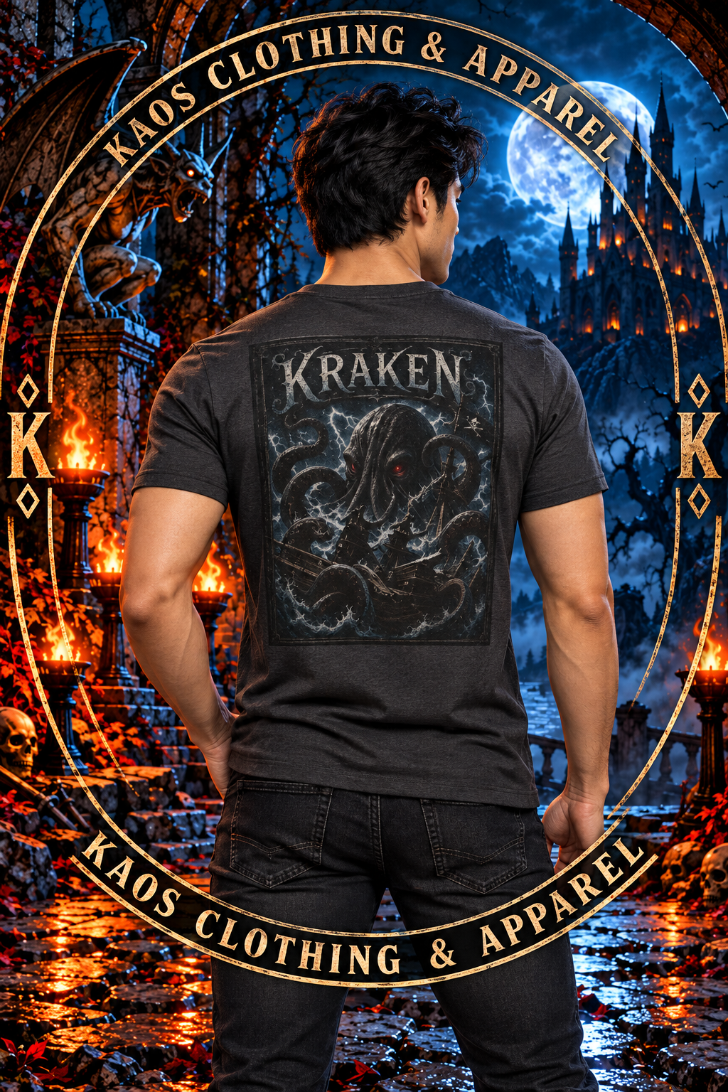 Kraken Graphic T-Shirt — Sea Monster Vintage Nautical Tee