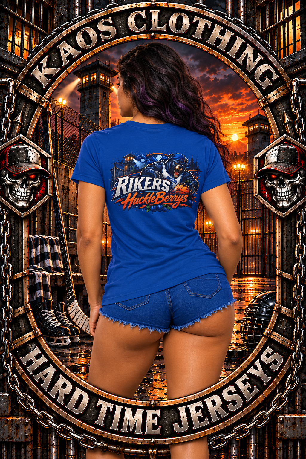 Rikers Huckleberrys Basketball Graphic T-Shirt-vintage basketball tee-retro basketball shirt-graphic basketball t-shirt-hard time jerseys