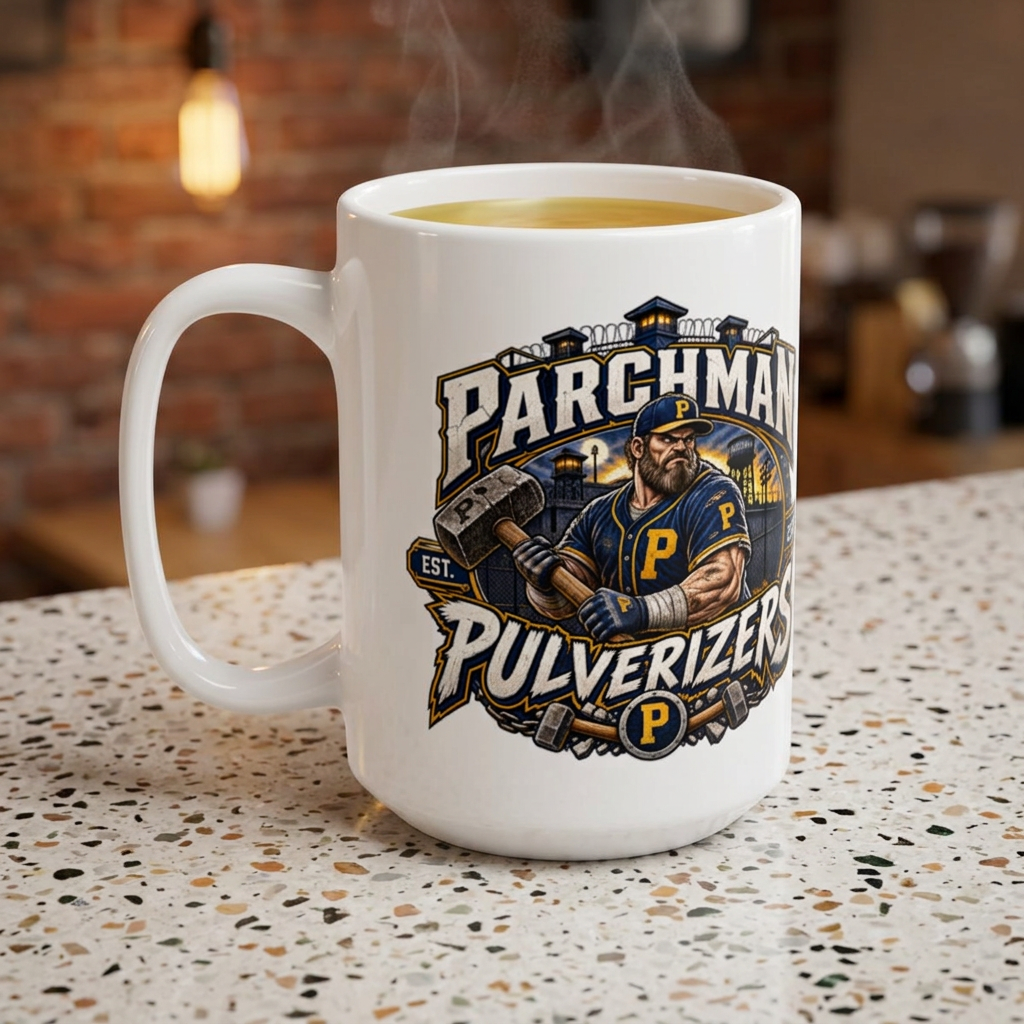 Parchman Pulverizers Baseball Coffee Mug — Hard Time Jerseys Coffee Cup (15oz)