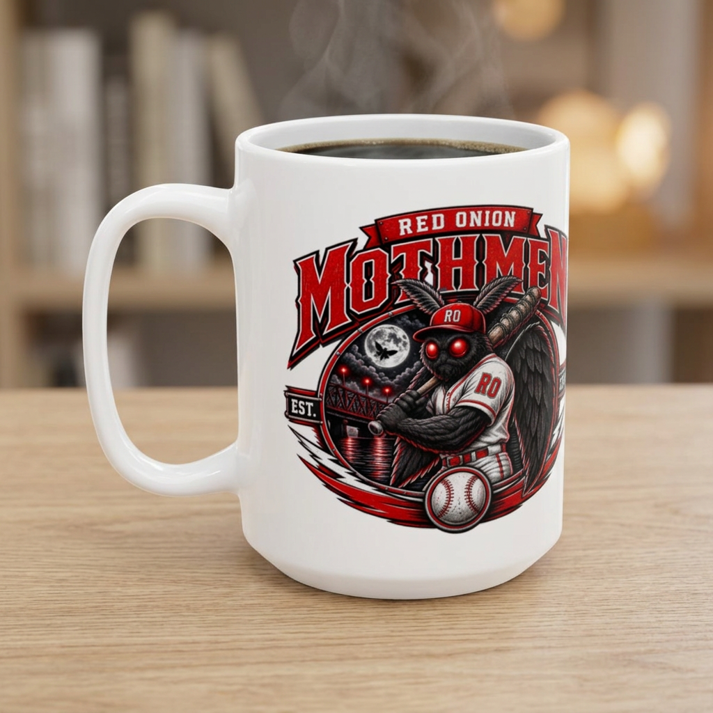 Red Onion Mothmen Baseball Coffee Mug - Hard Time Jerseys Coffee Cup (15oz)