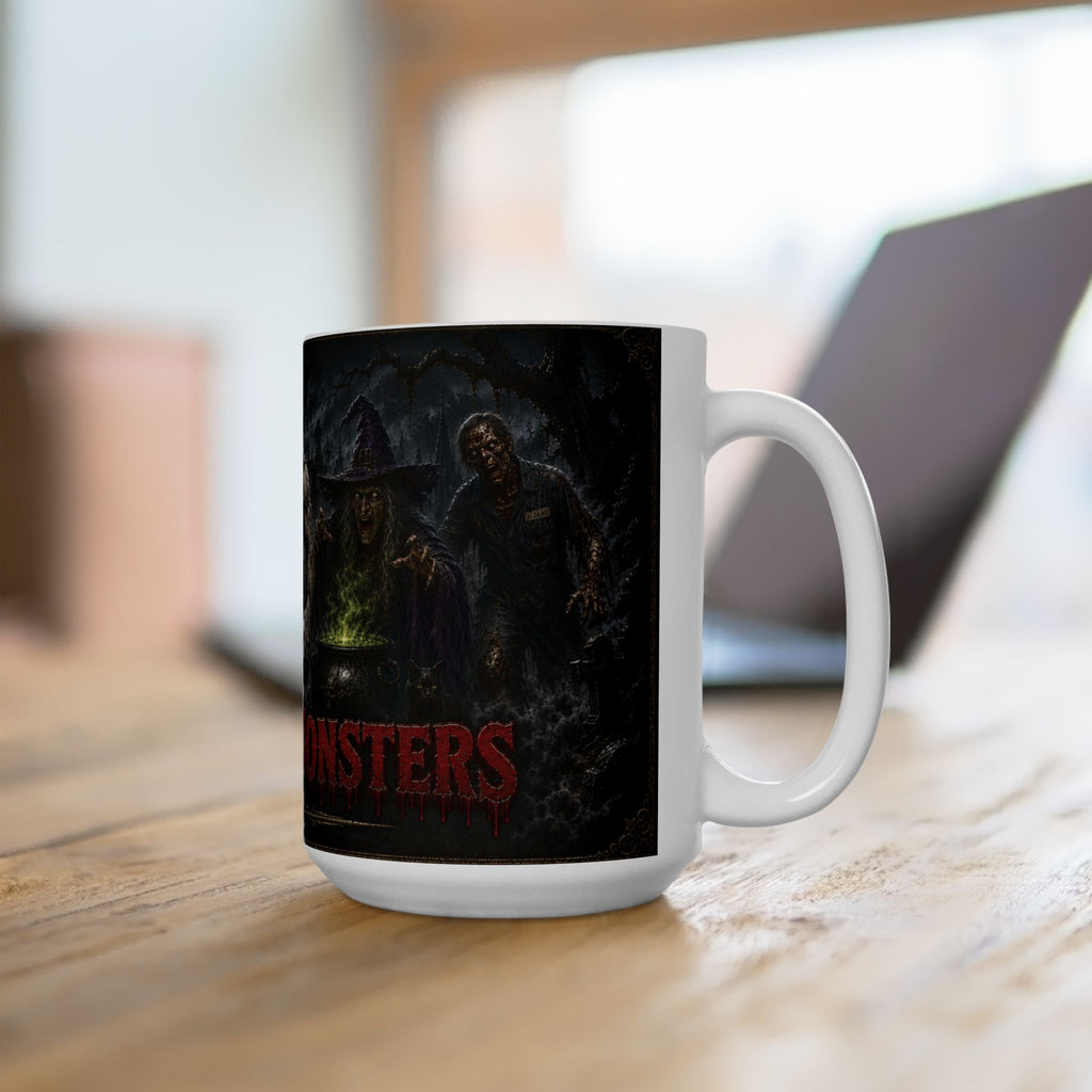 Werewolves & Monsters Gothic Ceramic Mug, Myths and Monsters  Halloween Mug (15oz)