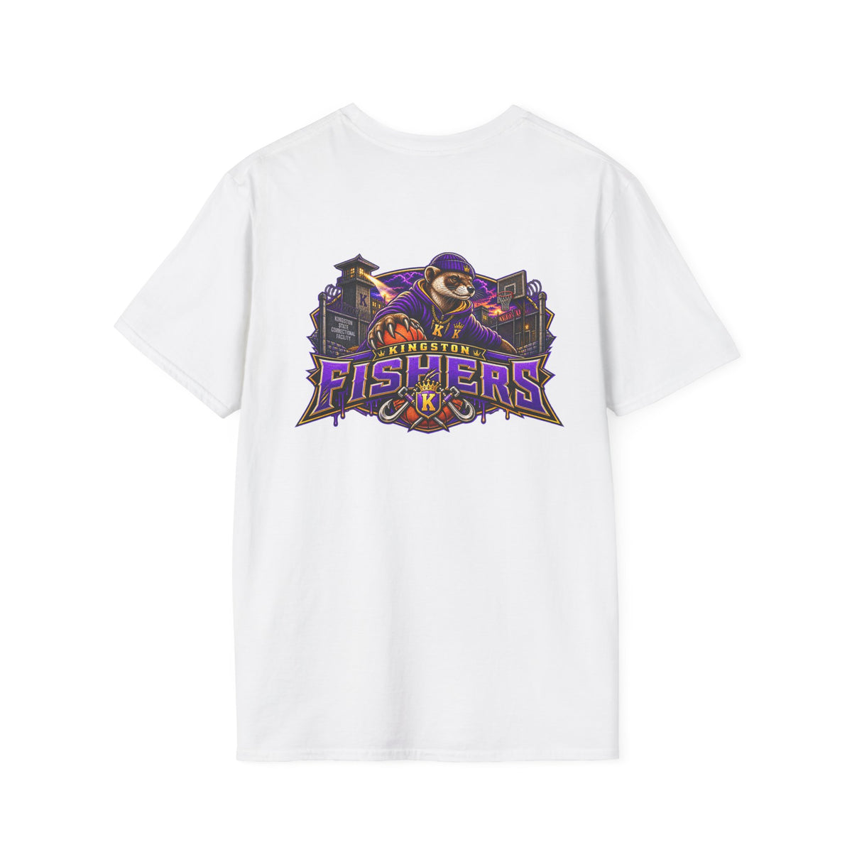 Kingston Fishers Basketball Graphic T-Shirt-vintage basketball tee-retro basketball shirt-graphic basketball t-shirt-hard time jerseys