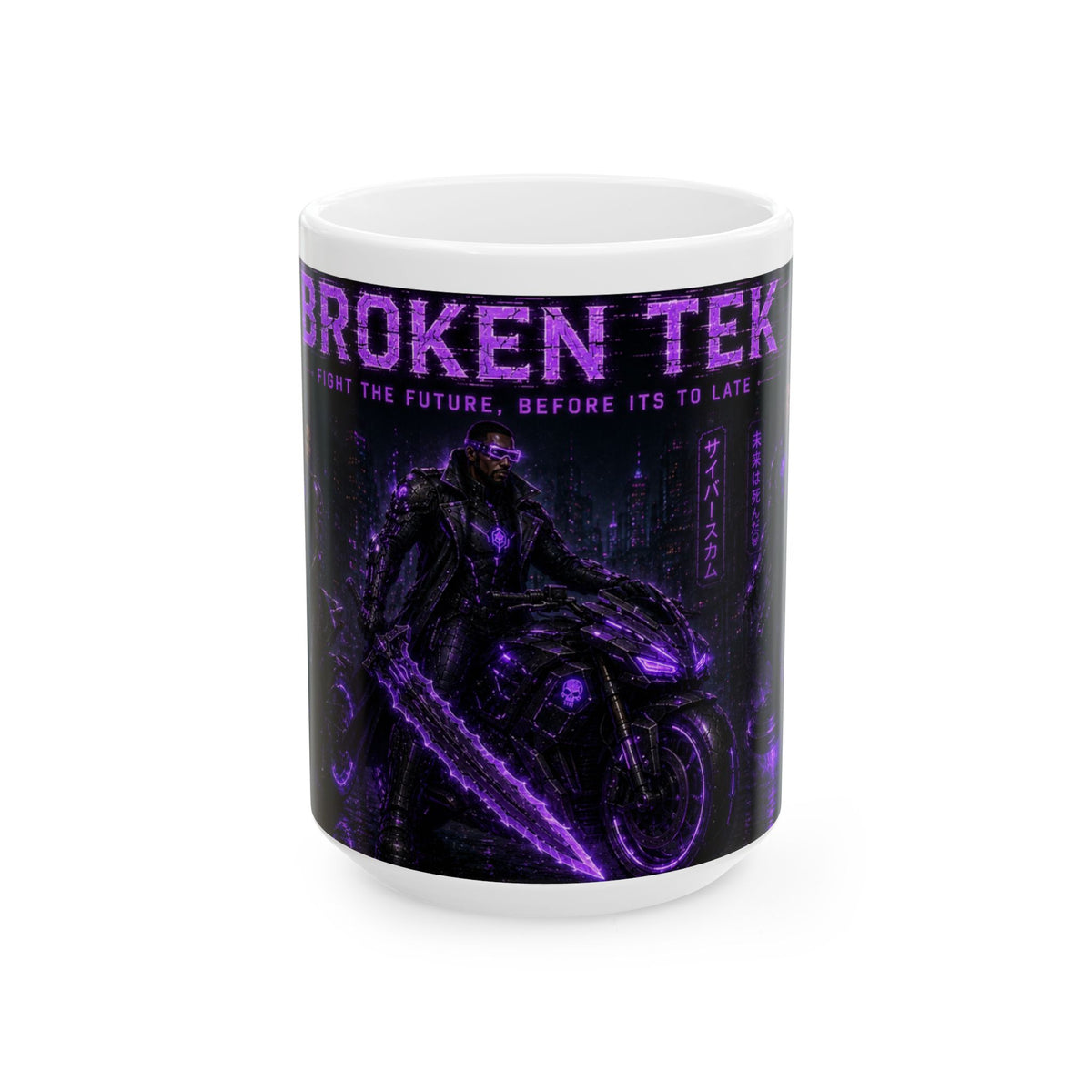 Tek Warz Broken Tek  Neon Retro Futuristic Coffee Mug (15oz)