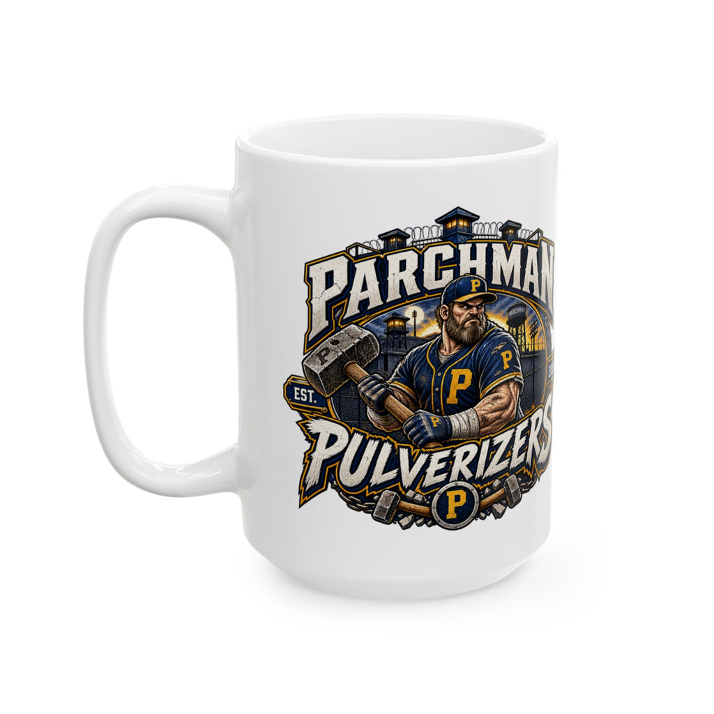 Parchman Pulverizers Baseball Coffee Mug — Hard Time Jerseys Coffee Cup (15oz)