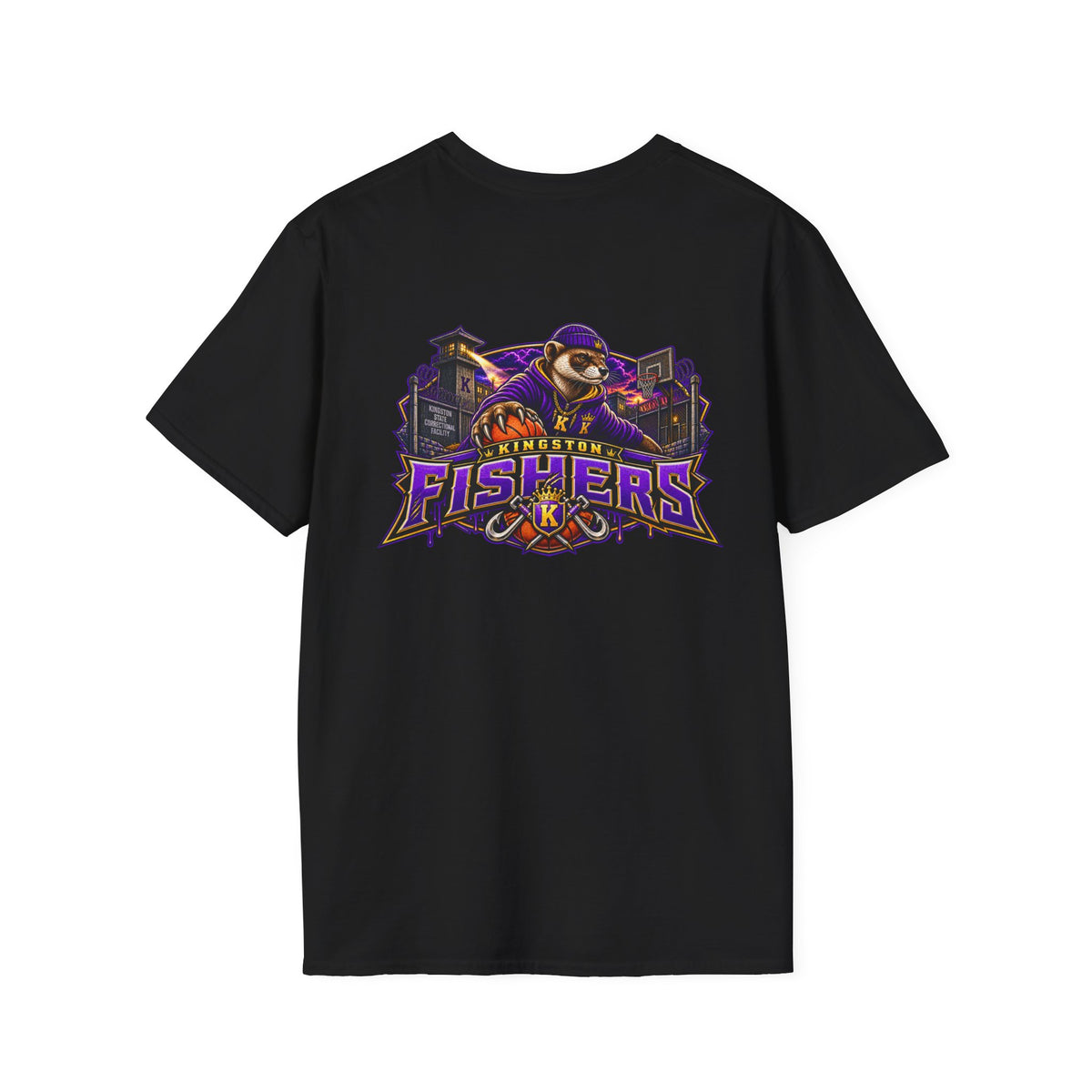 Kingston Fishers Basketball Graphic T-Shirt-vintage basketball tee-retro basketball shirt-graphic basketball t-shirt-hard time jerseys