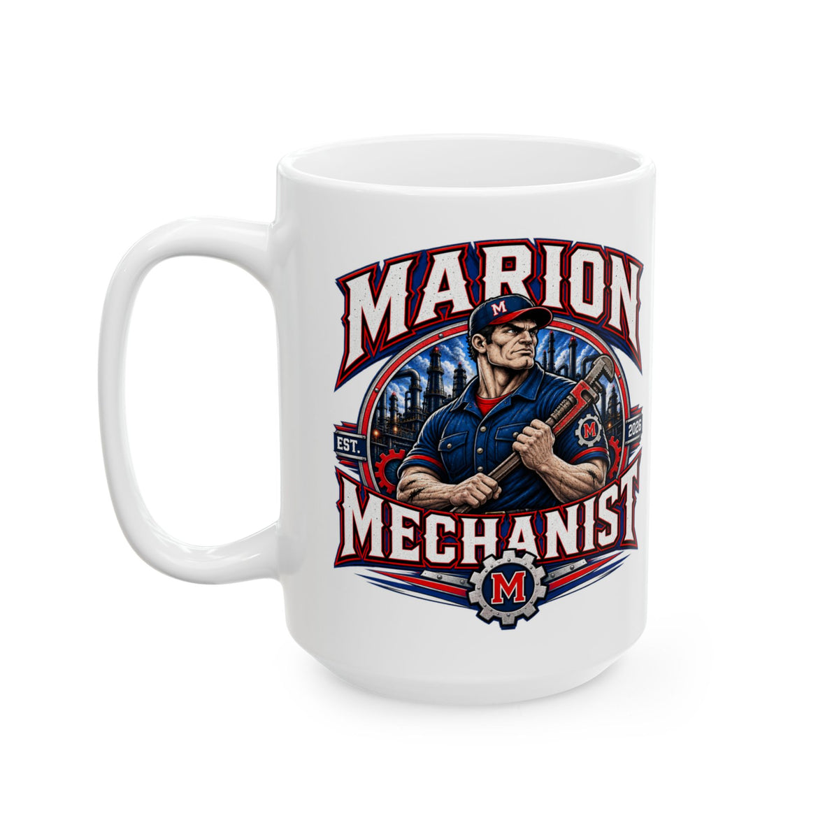 Marion Mechanist Baseball Vintage Coffee Mug - Hard Time Jerseys Cup (15oz)