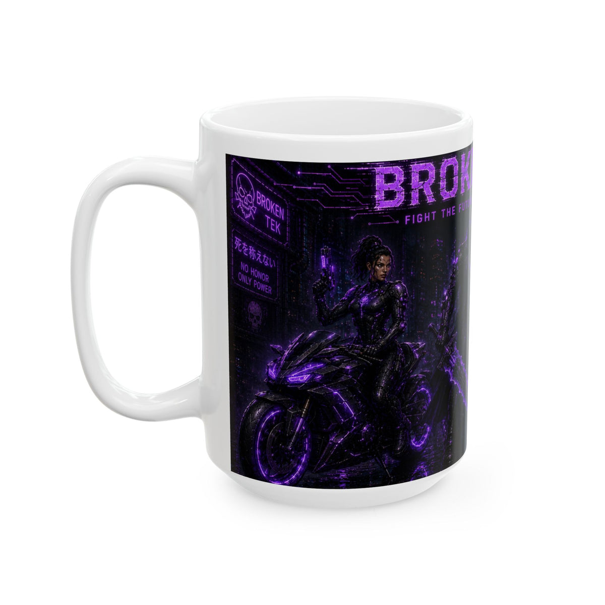 Tek Warz Broken Tek  Neon Retro Futuristic Coffee Mug (15oz)