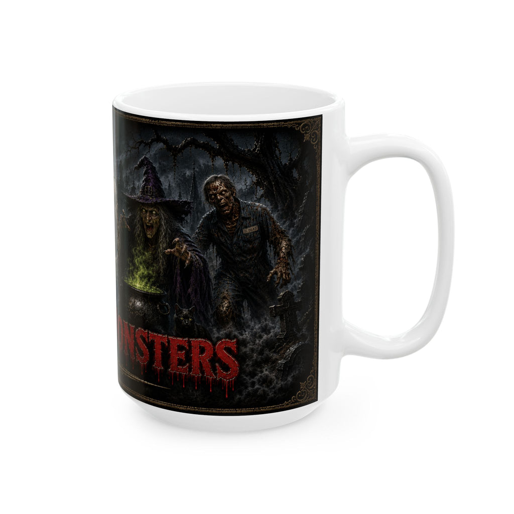 Werewolves & Monsters Gothic Ceramic Mug, Myths and Monsters  Halloween Mug (15oz)