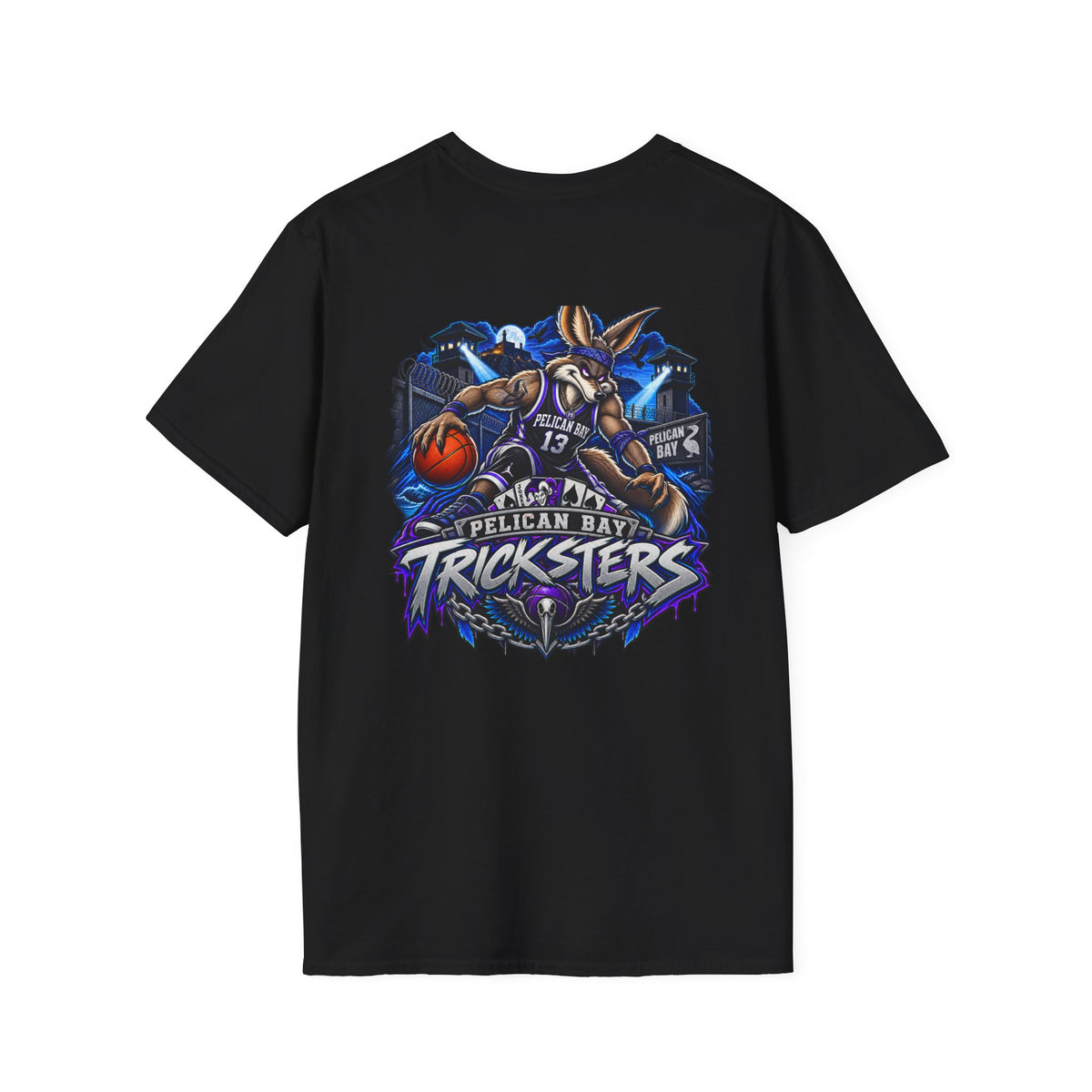 Pelican Bay Tricksters Basketball Graphic T-Shirt-vintage basketball tee-retro basketball shirt-graphic baketball t-shirt-hard time jerseys