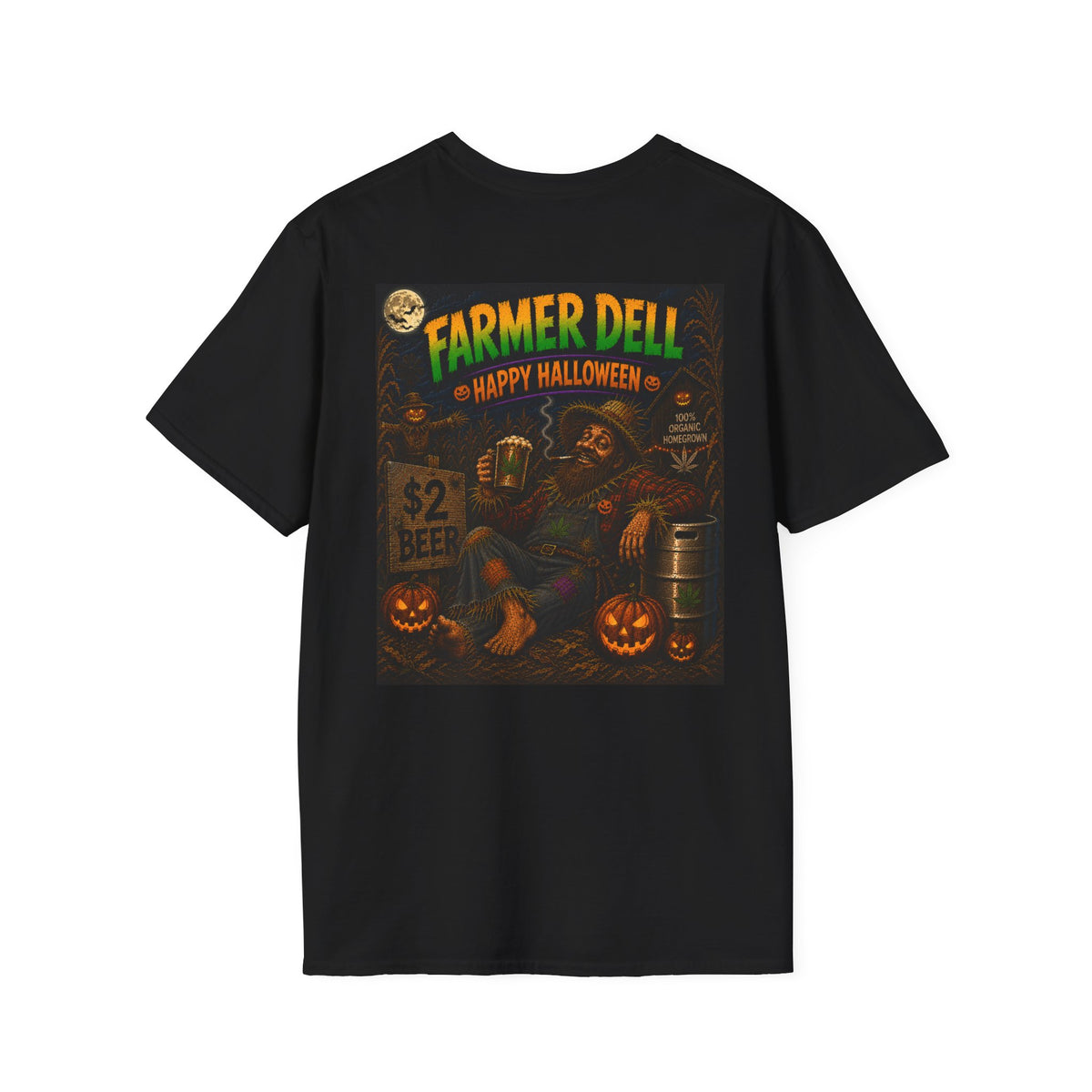 Farmer Dell Scarecrow Vintage Halloween T-Shirt - Homegrown Graphic T-Shirt