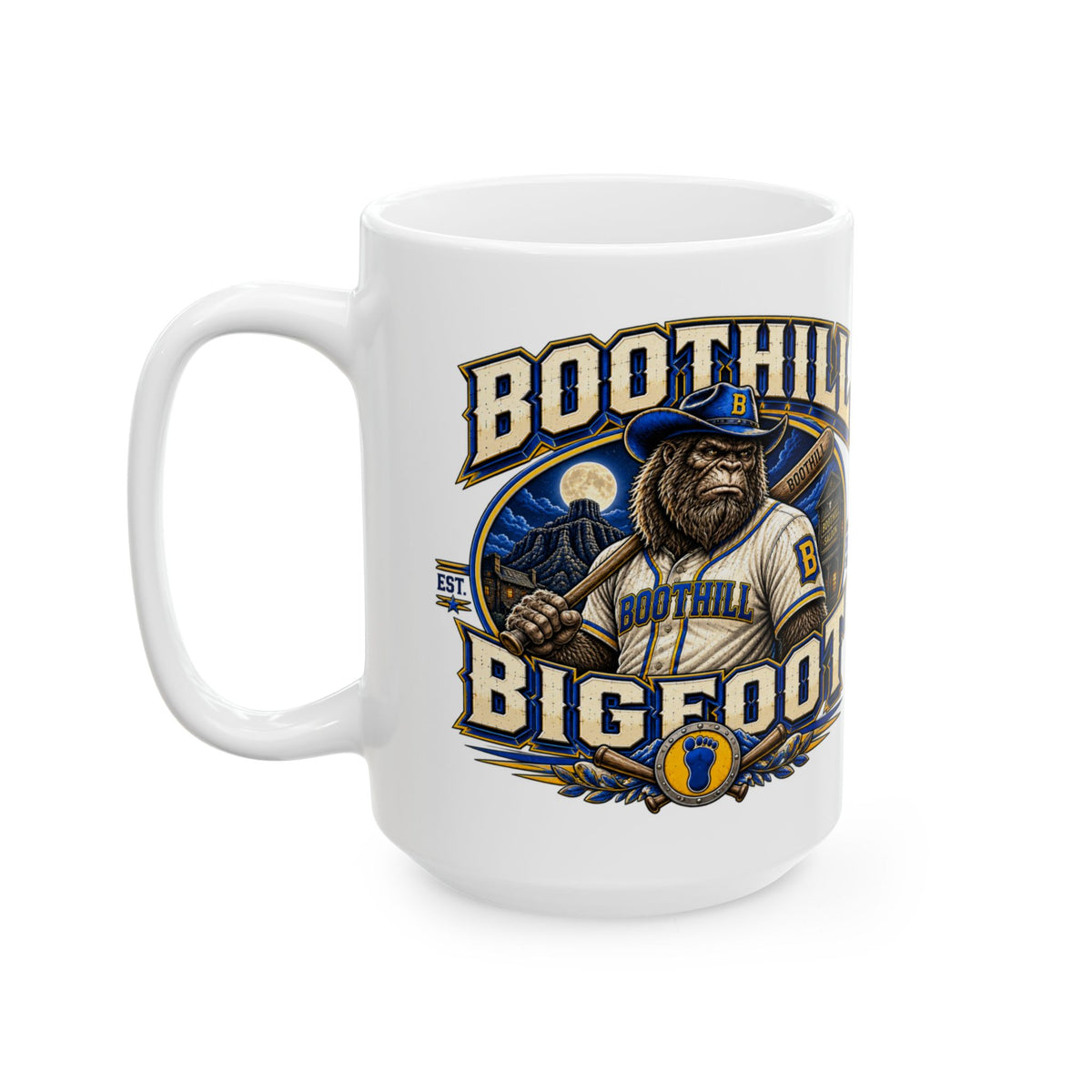 Boot Hill Bigfoot Baseball Coffee Mug — Hard Time Jerseys Coffee Cup (15oz)