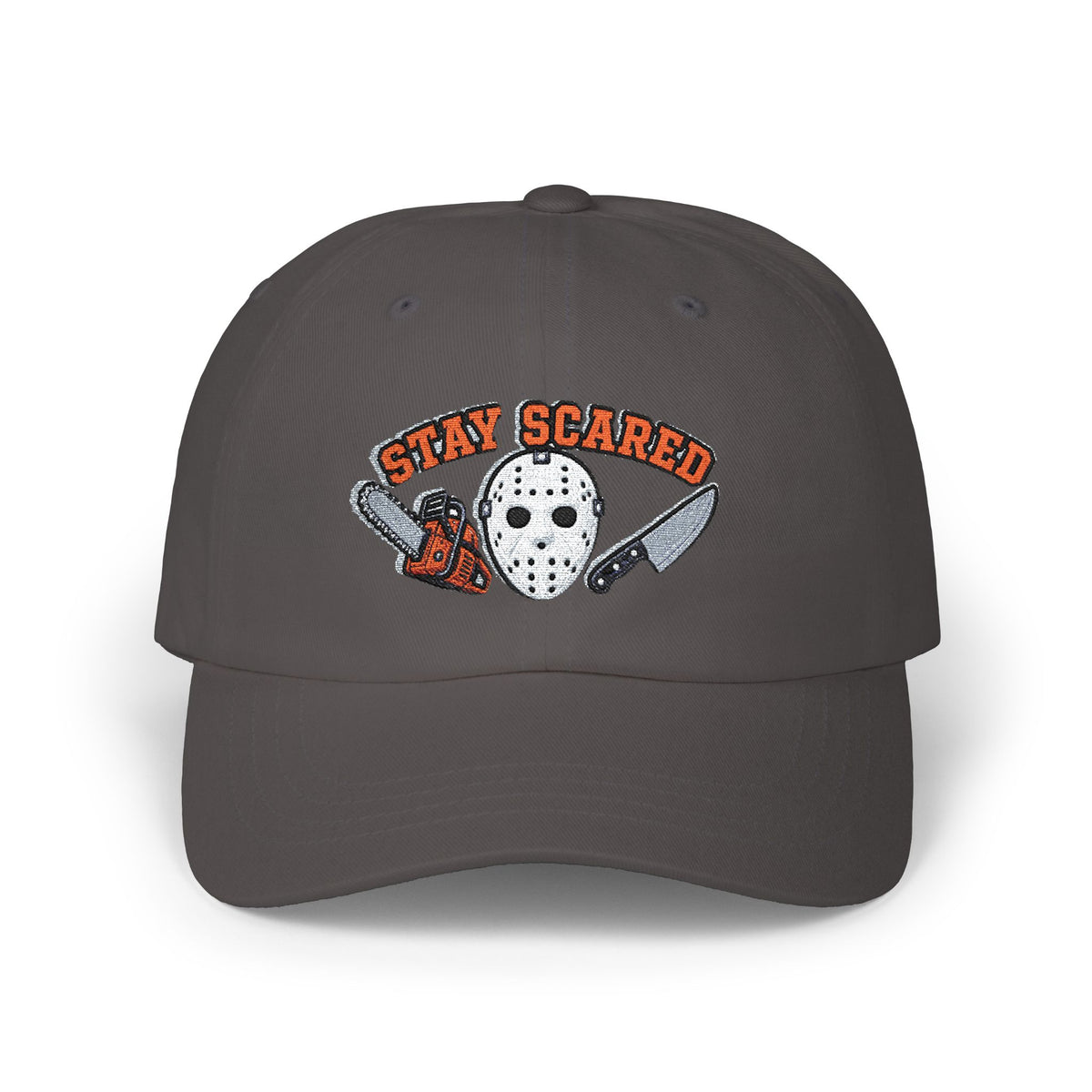 Halloween Stay Scared Horror Baseball Hat with Mask Chainsaw and Knife