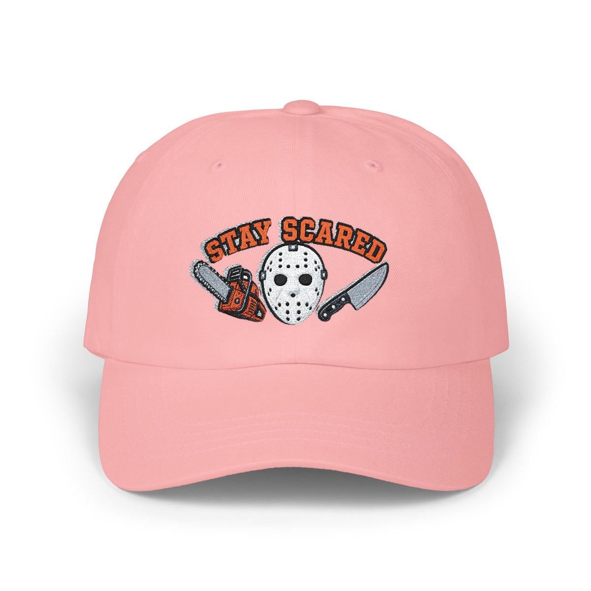 Halloween Stay Scared Horror Baseball Hat with Mask Chainsaw and Knife