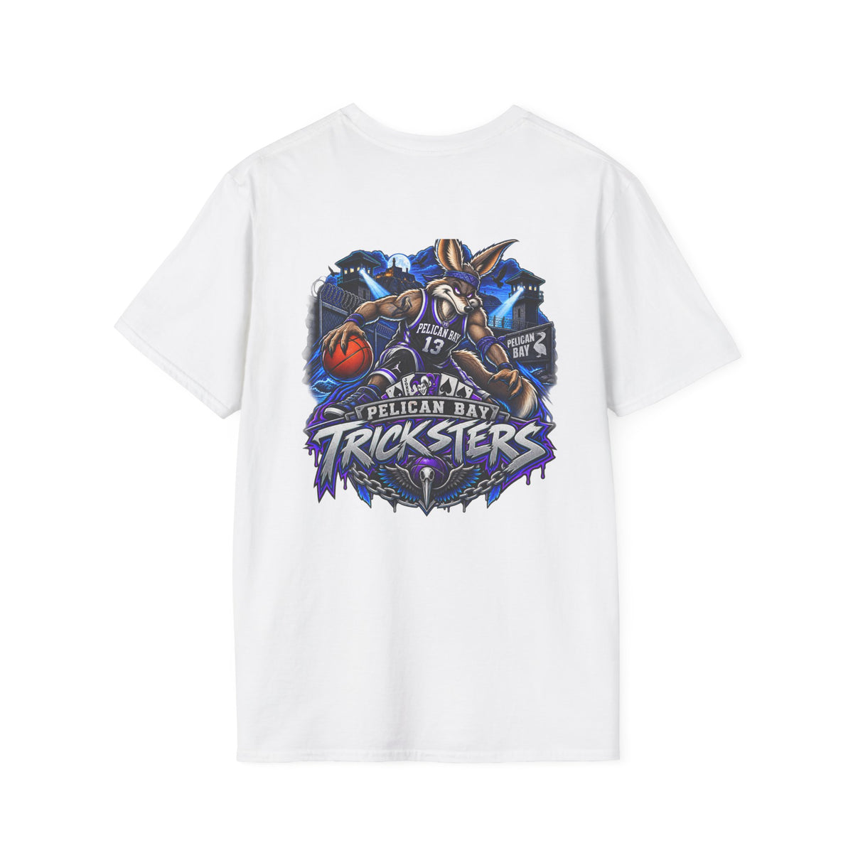 Pelican Bay Tricksters Basketball Graphic T-Shirt-vintage basketball tee-retro basketball shirt-graphic baketball t-shirt-hard time jerseys